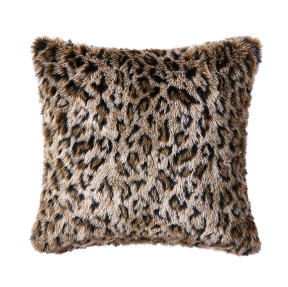 šLeopard Animal Print Faux Fur Soft Throw Pillow - Picture 2 of 6